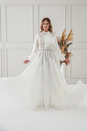 Çağla Tesettür Abiye Ekru