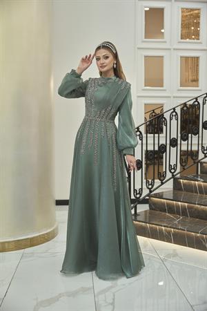 Çağla Tesettür Abiye Haki