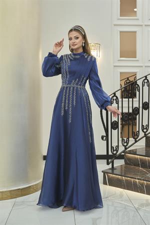 Çağla فستان سهرة حجاب النيلي