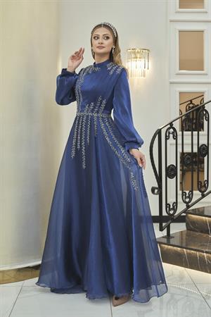 Çağla فستان سهرة حجاب النيلي