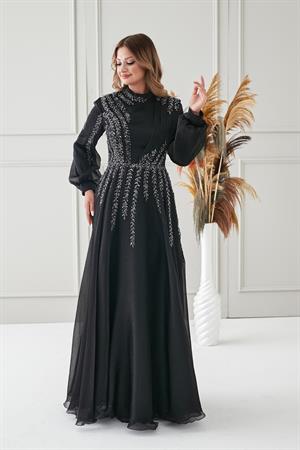 Çağla Tesettür Abiye Siyah