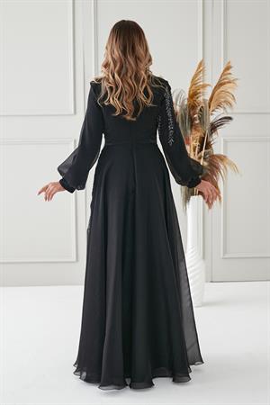 Çağla Tesettür Abiye Siyah