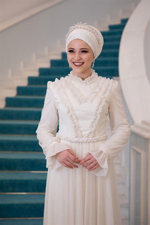 Çıtır Tesettür Abiye Ekru