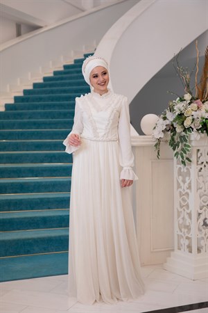 Çıtır Tesettür Abiye Ekru