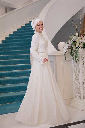 Çıtır Tesettür Abiye Ekru