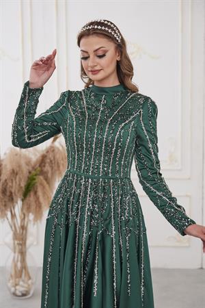 Emma Tesettür Abiye Zümrüt