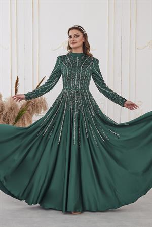 Emma Tesettür Abiye Zümrüt