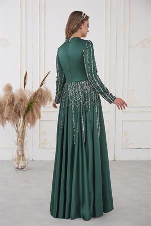 Emma Tesettür Abiye Zümrüt