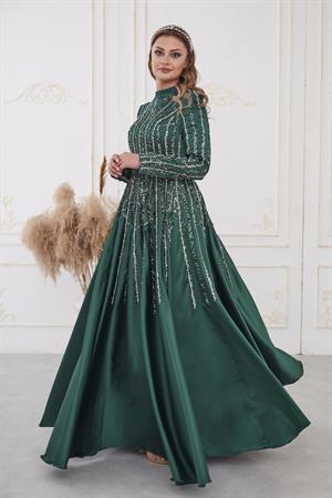 Emma Tesettür Abiye Zümrüt