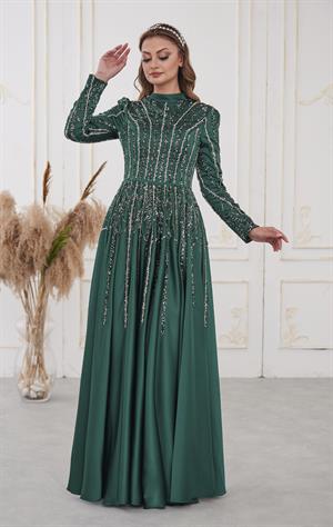 Emma Tesettür Abiye Zümrüt