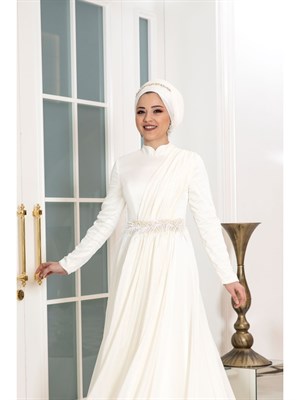 Endam فستان سهرة حجاب بيج فاتح