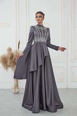 Fiona Tesettür Abiye Antrasit