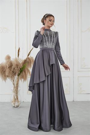 Fiona Tesettür Abiye Antrasit