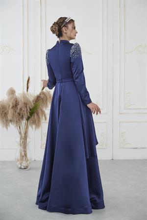 Fiona Tesettür Abiye Lacivert