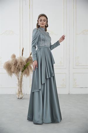 Fiona Tesettür Abiye Mint