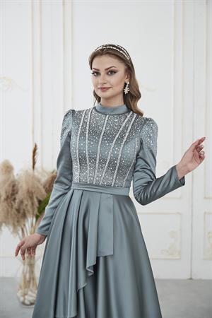 Fiona Tesettür Abiye Mint