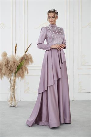 Fiona Tesettür Abiye Pudra