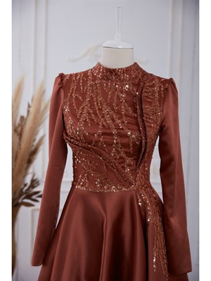 Galia فستان سهرة حجاب البرتقالي