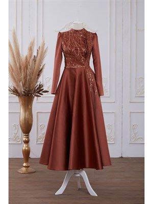 Galia فستان سهرة حجاب البرتقالي