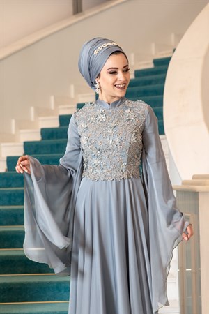 Gözde Tesettür Abiye Buz Mavisi
