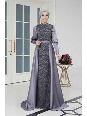 اضحكce فستان سهرة حجاب أنثراسايت