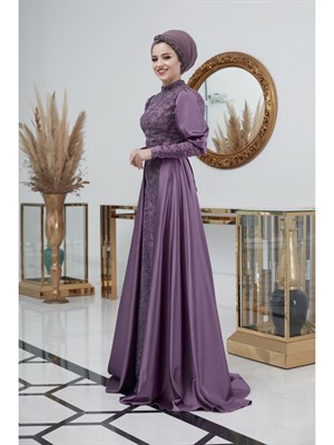 اضحكce فستان سهرة حجاب لافندر