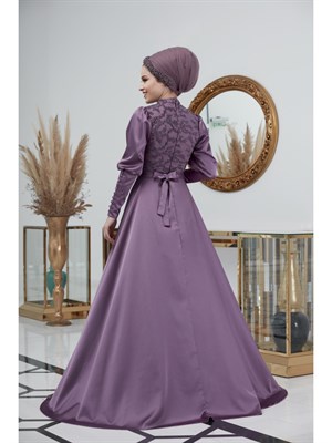 اضحكce فستان سهرة حجاب لافندر