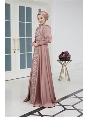 اضحكce فستان سهرة حجاب مسحوق