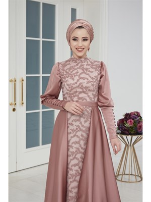 اضحكce فستان سهرة حجاب مسحوق