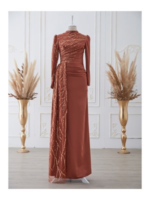 Güneş فستان سهرة حجاب نحاس