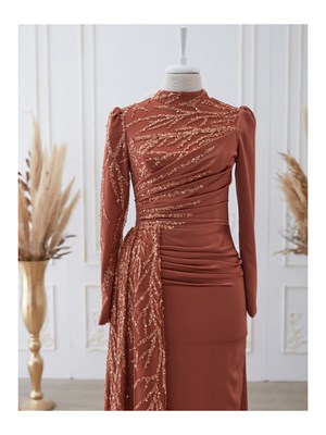 Güneş فستان سهرة حجاب نحاس