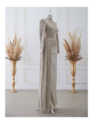 Güneş فستان سهرة حجاب ذهب