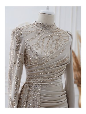 Güneş فستان سهرة حجاب ذهب