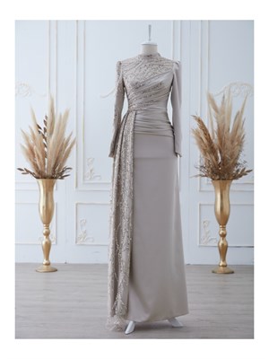 Güneş فستان سهرة حجاب ذهب