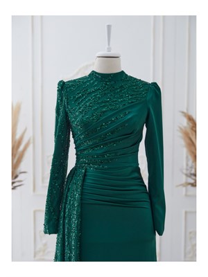 Güneş فستان سهرة حجاب زمرد