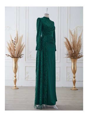 Güneş فستان سهرة حجاب زمرد