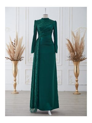 Güneş فستان سهرة حجاب زمرد