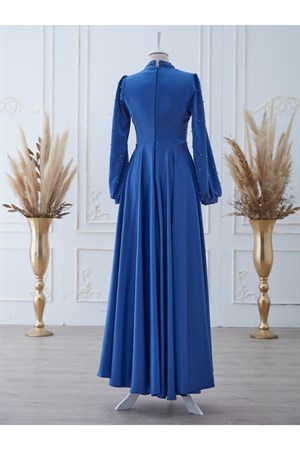 Hüma Tesettür Abiye İndigo