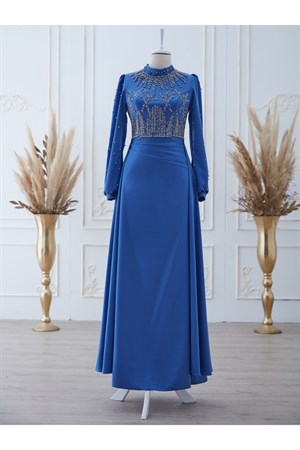 Hüma Tesettür Abiye İndigo