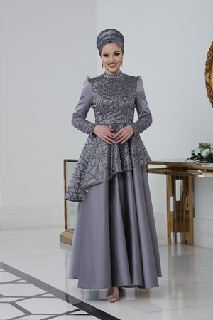 Hürrem Tesettür Abiye Gri