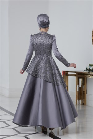 Hürrem Tesettür Abiye Gri