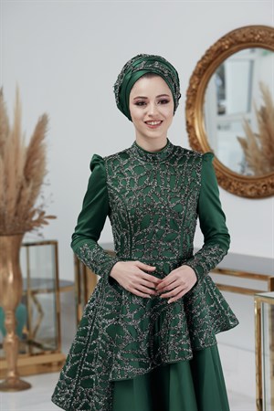 Hürrem Tesettür Abiye Zümrüt