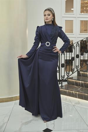 İpek Tesettür Abiye Lacivert