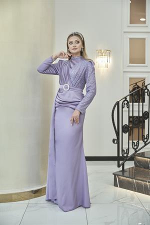İpek Tesettür Abiye Lila