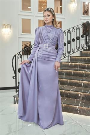 İpek Tesettür Abiye Lila