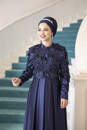 Lady Tesettür Abiye Lacivert
