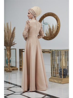 Nisa فستان سهرة حجاب ذهب