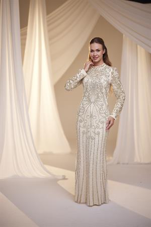 Osmanlı desen abiye ekru