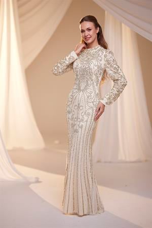 Osmanlı desen abiye ekru