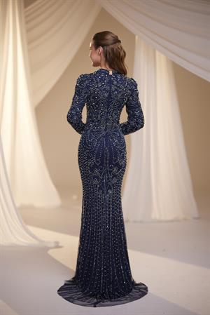 Osmanlı desen abiye lacivert